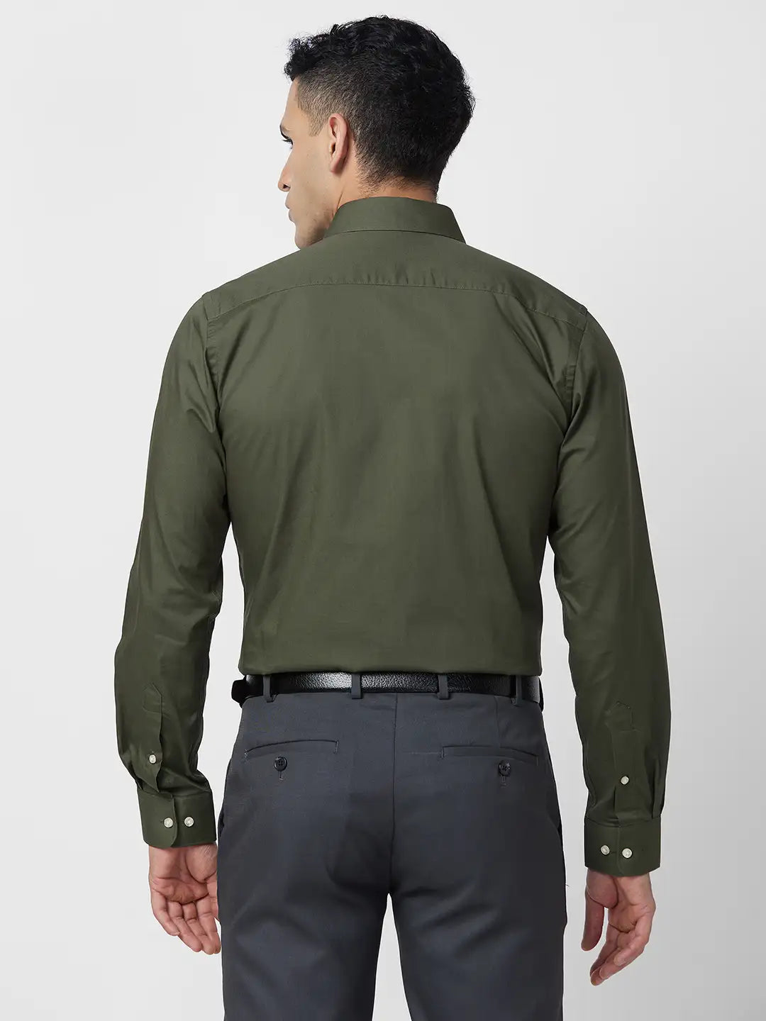 Raymond Men Blue Solid Slim Fit Cotton Shirt