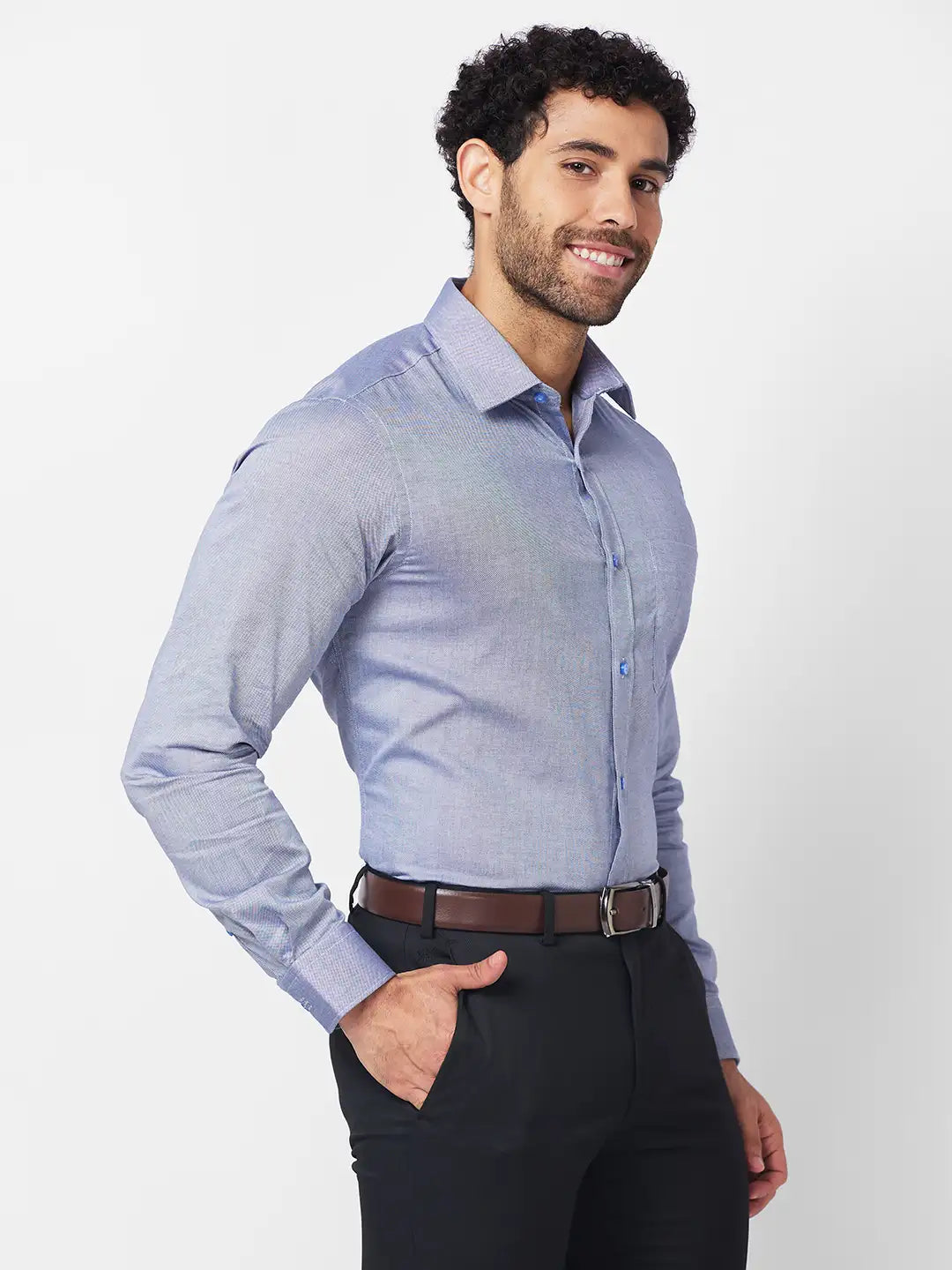 Raymond Men Orange Structure Slim Fit Cotton Shirt