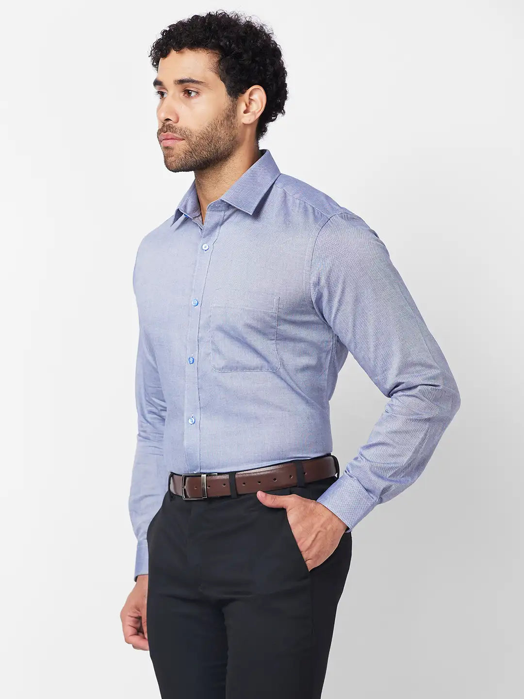 Raymond Men Orange Structure Slim Fit Cotton Shirt