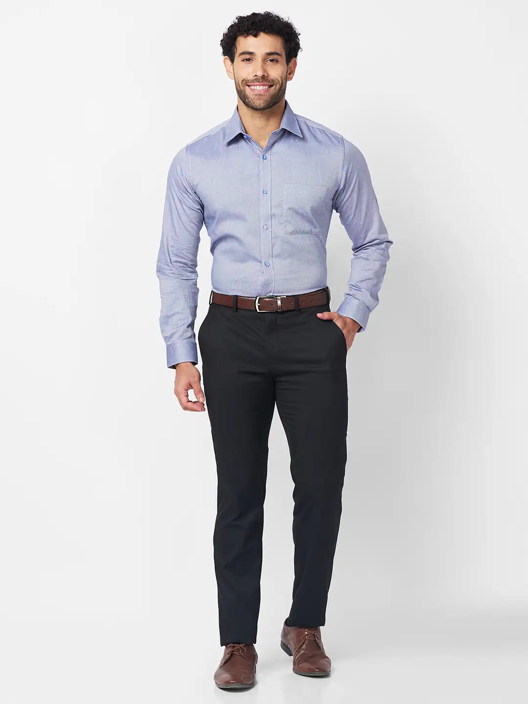 Raymond Men Orange Structure Slim Fit Cotton Shirt