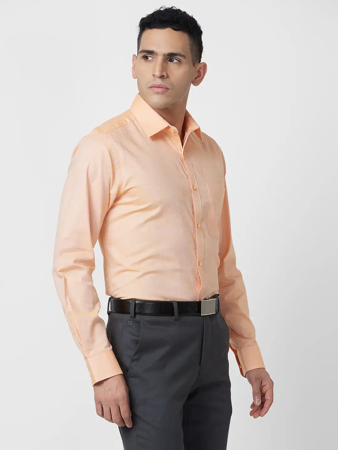 Raymond Men Green Structure Slim Fit Cotton Shirt