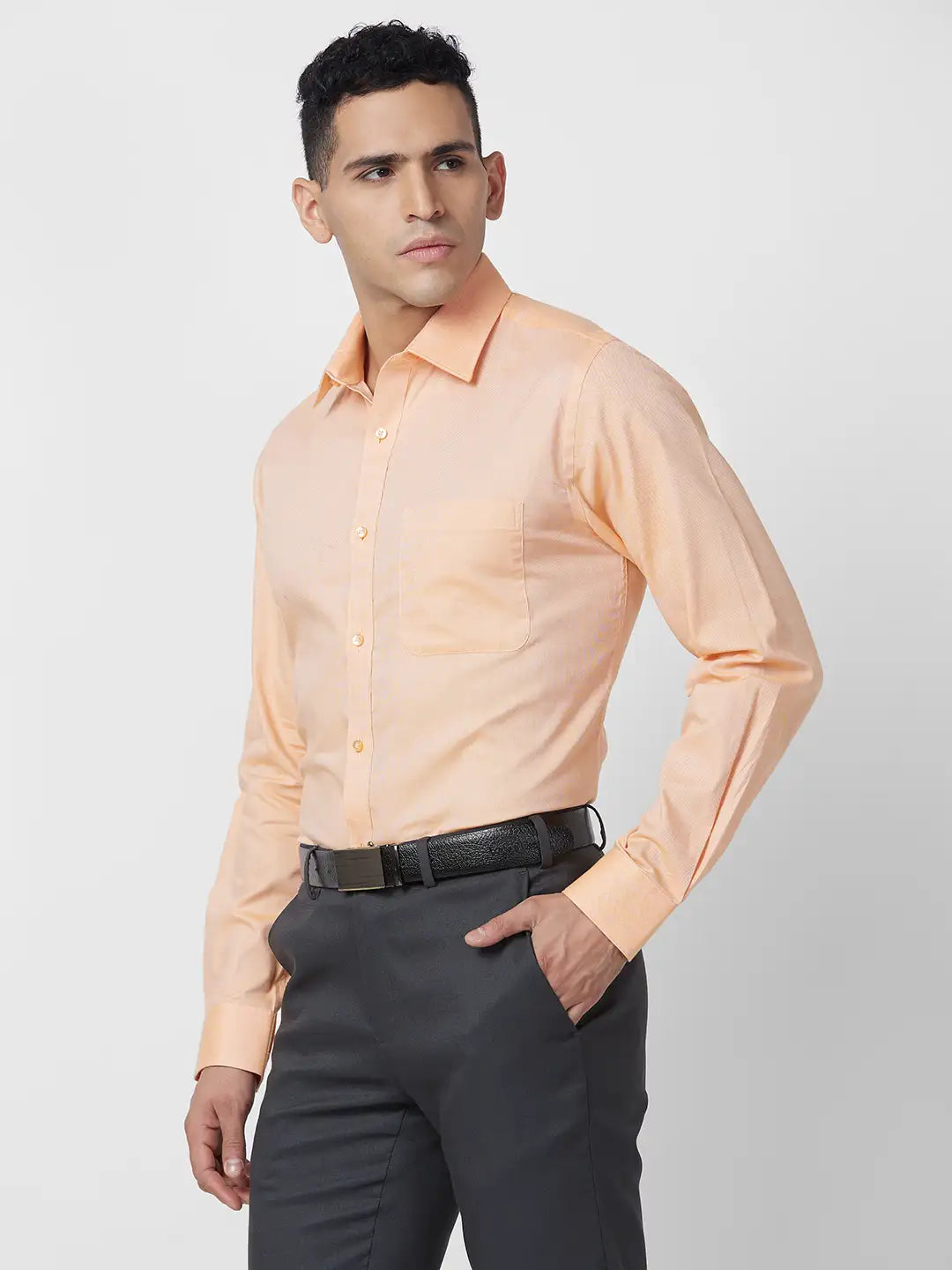 Raymond Men Green Structure Slim Fit Cotton Shirt
