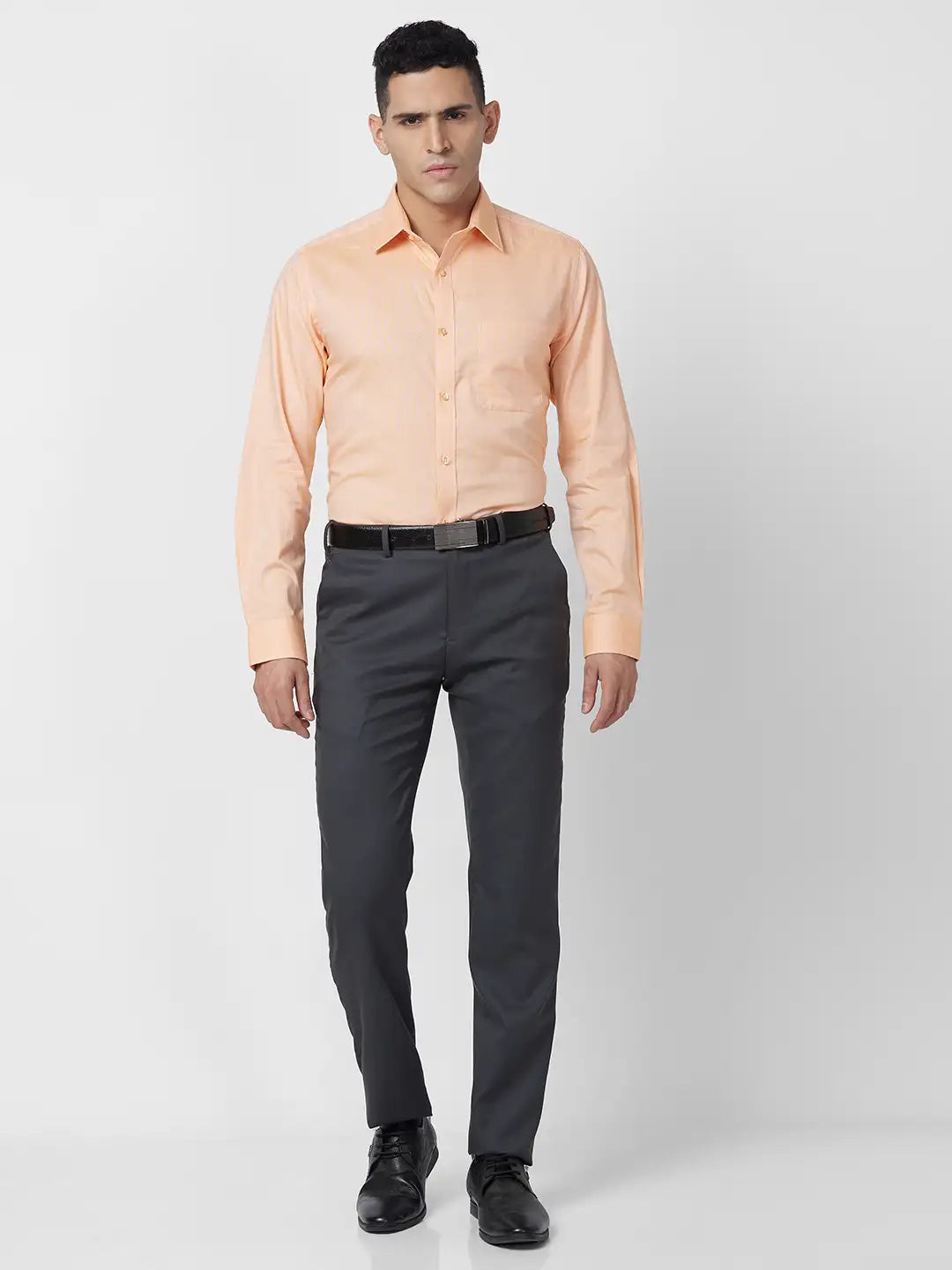 Raymond Men Green Structure Slim Fit Cotton Shirt