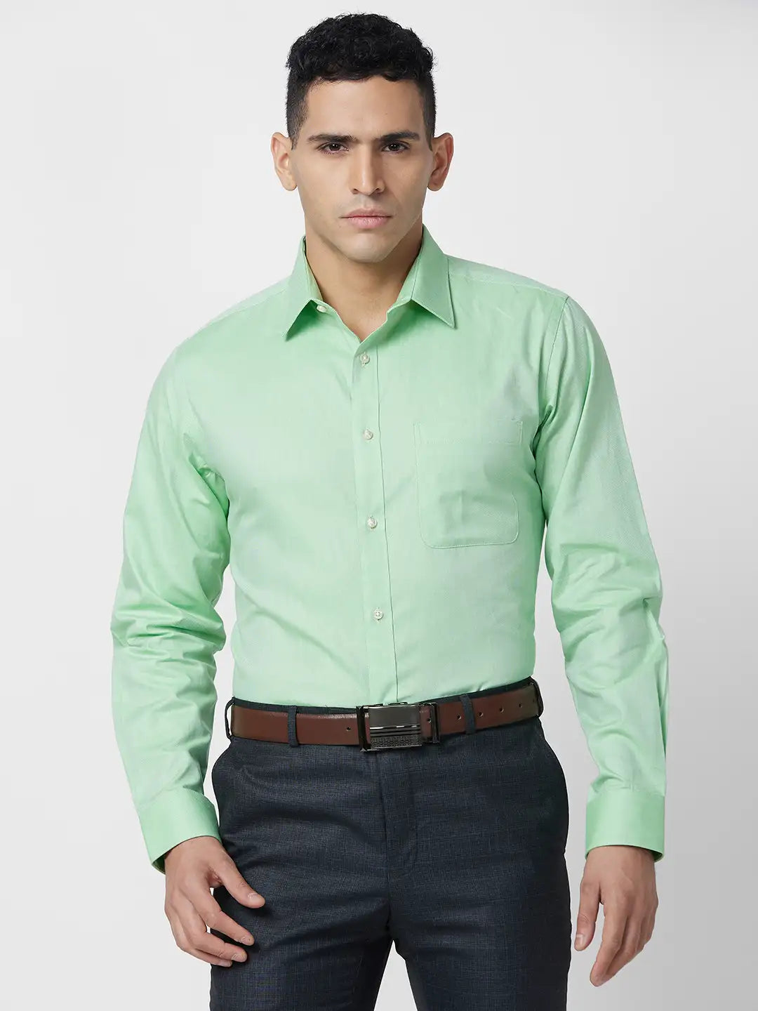 Raymond Men Blue Structure Slim Fit Cotton Shirt