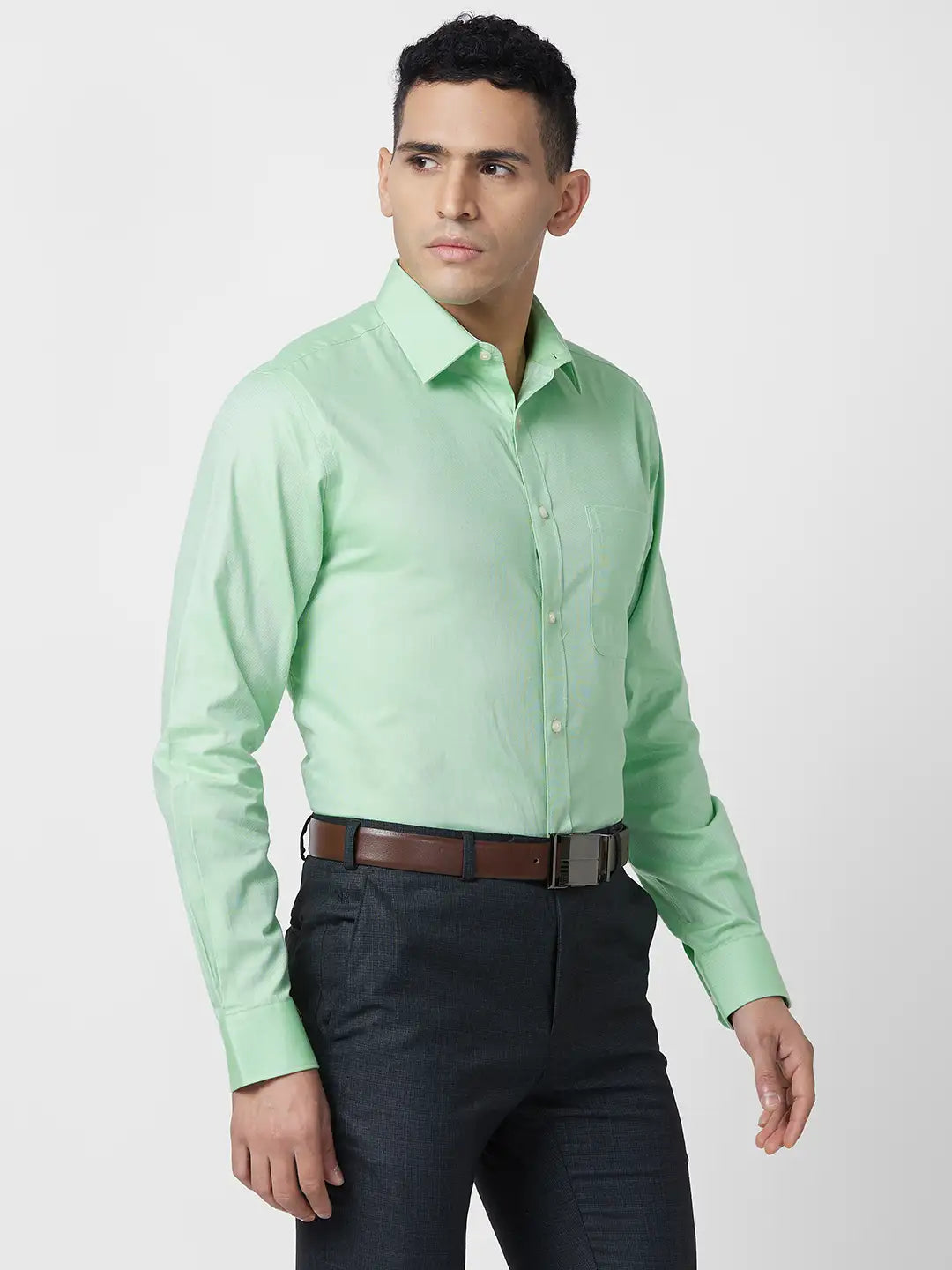 Raymond Men Blue Structure Slim Fit Cotton Shirt