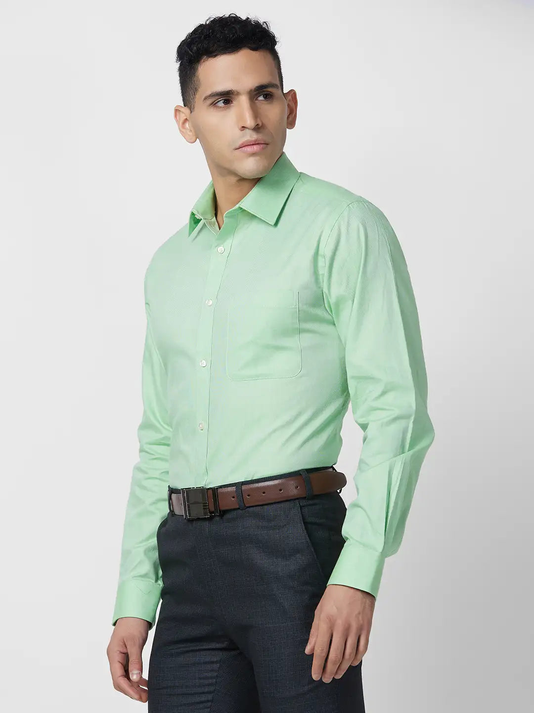 Raymond Men Blue Structure Slim Fit Cotton Shirt