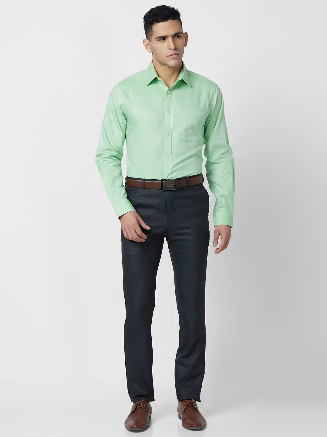 Raymond Men Blue Structure Slim Fit Cotton Shirt