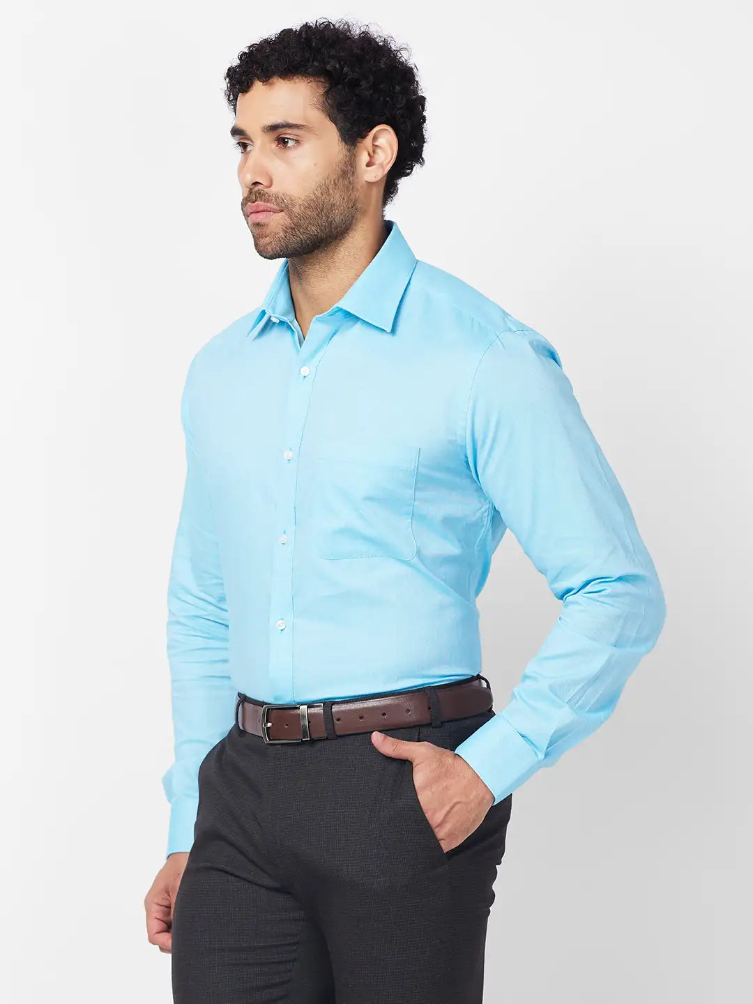 Raymond Men Red Structure Slim Fit Cotton Shirt