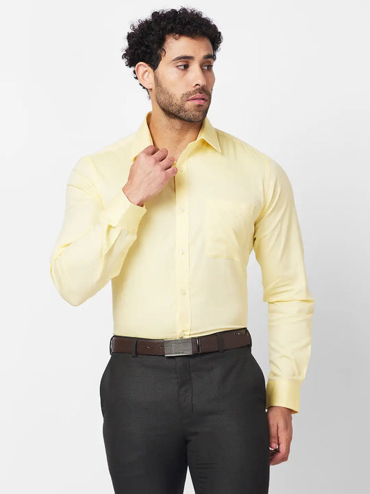 Raymond Men Orange Solid Contemporary Fit Cotton Shirt