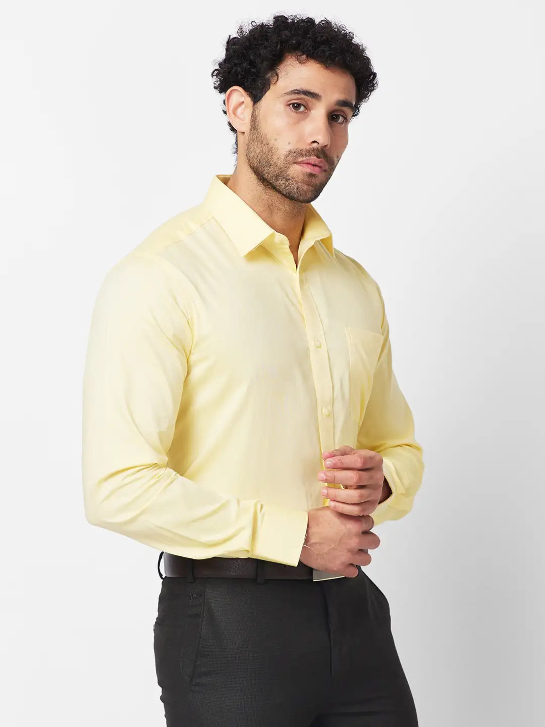 Raymond Men Orange Solid Contemporary Fit Cotton Shirt