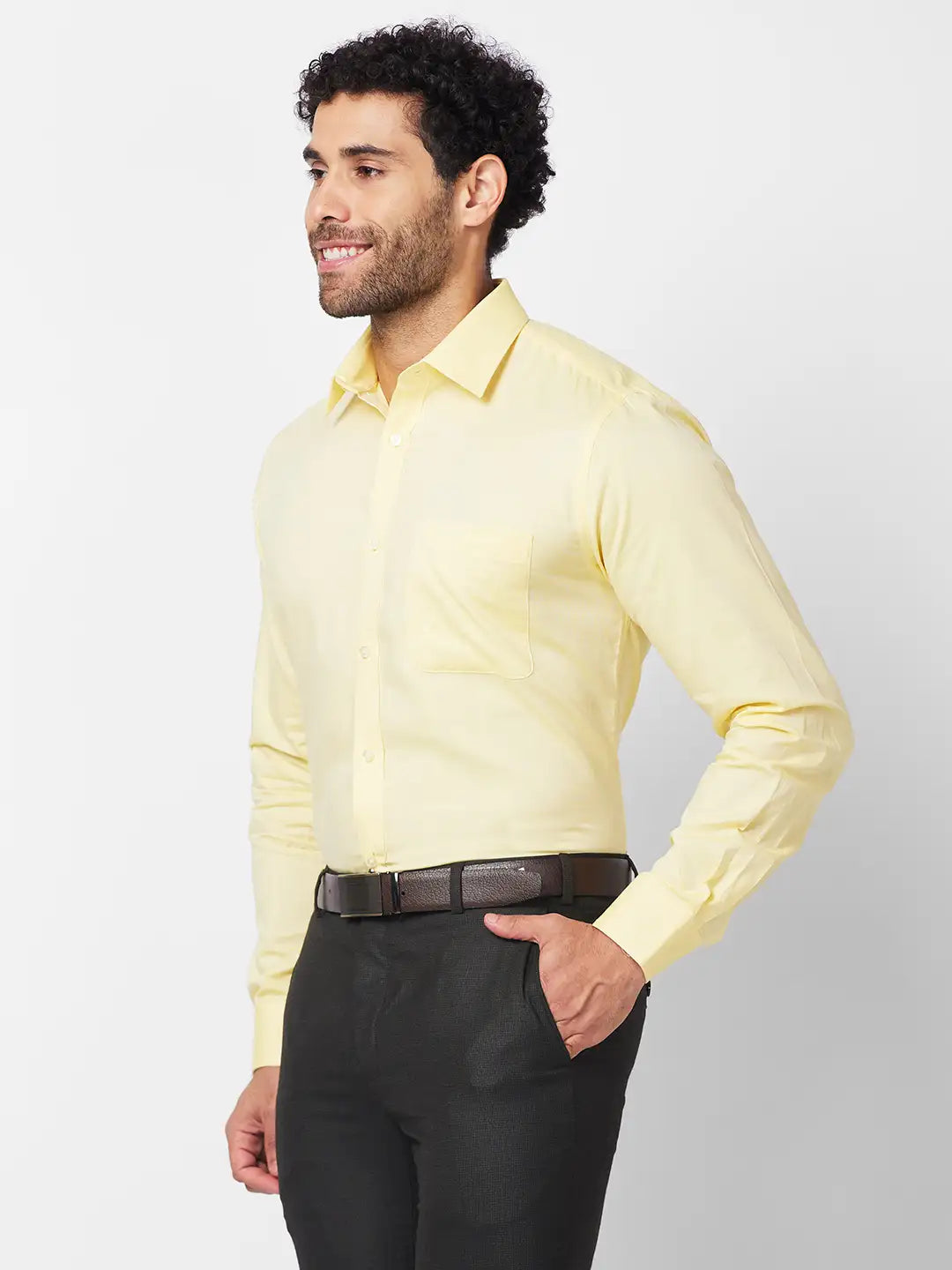 Raymond Men Orange Solid Contemporary Fit Cotton Shirt