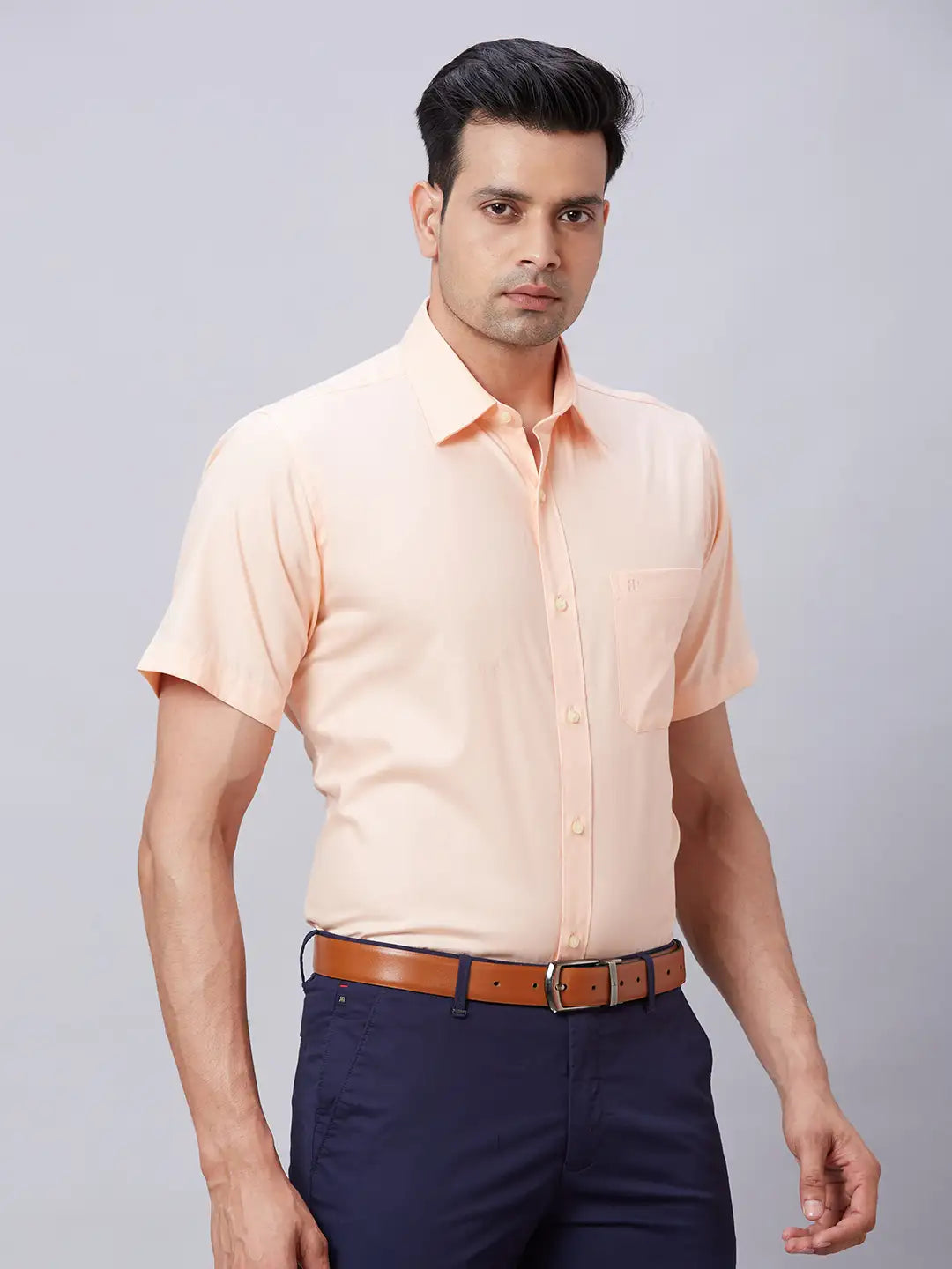 Raymond Men Blue Structure Regular Fit Cotton Shirt