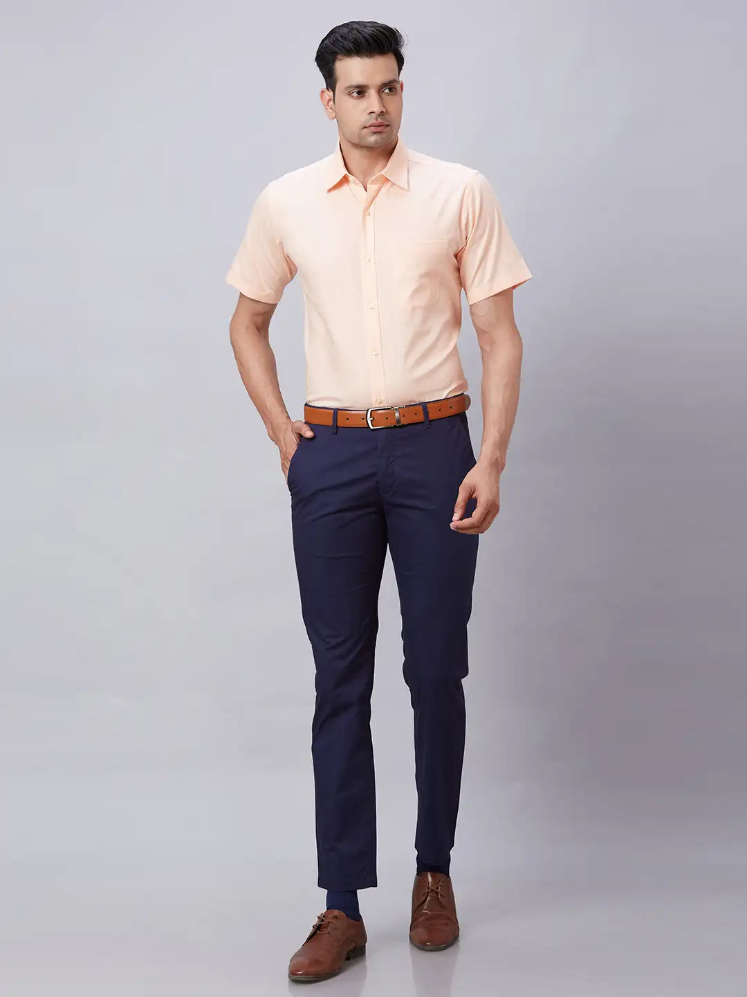 Raymond Men Blue Structure Regular Fit Cotton Shirt