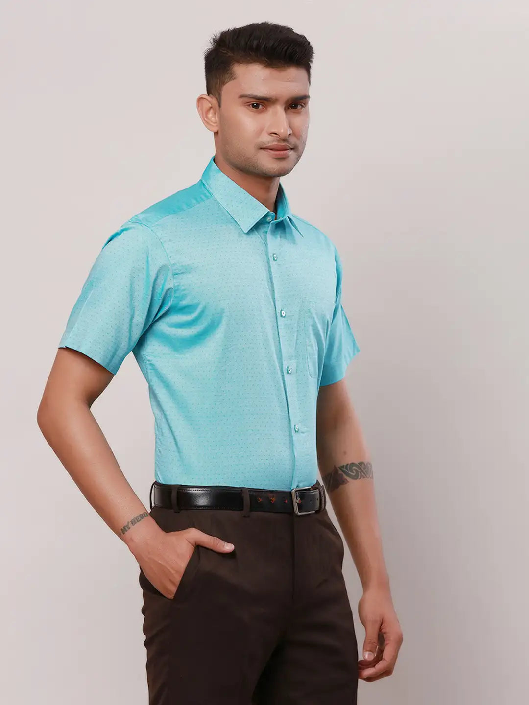 Raymond Men Red Structure Regular Fit Cotton Shirt