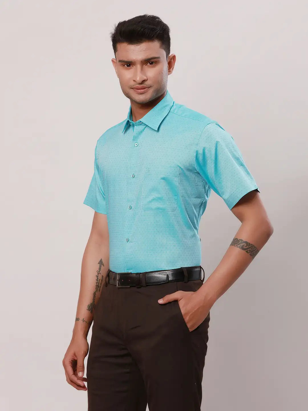 Raymond Men Red Structure Regular Fit Cotton Shirt