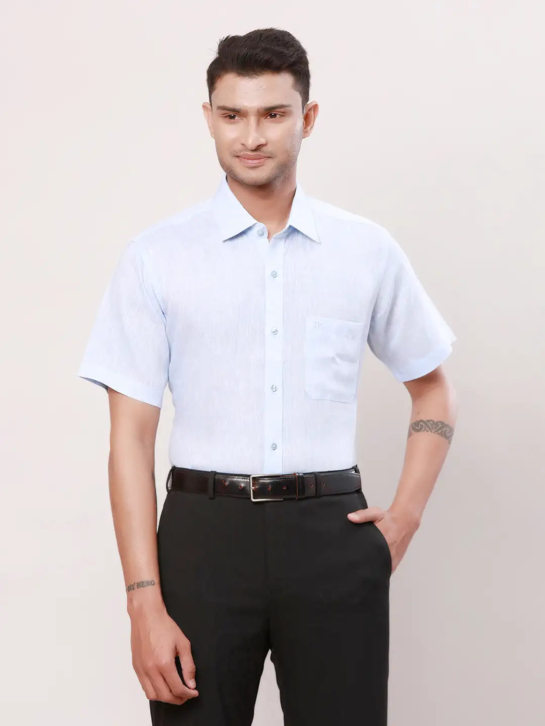 Raymond Men Fawn Structure Regular Fit Linen Shirt