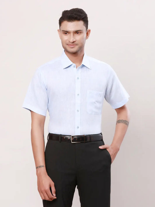 Raymond Men Fawn Structure Regular Fit Linen Shirt
