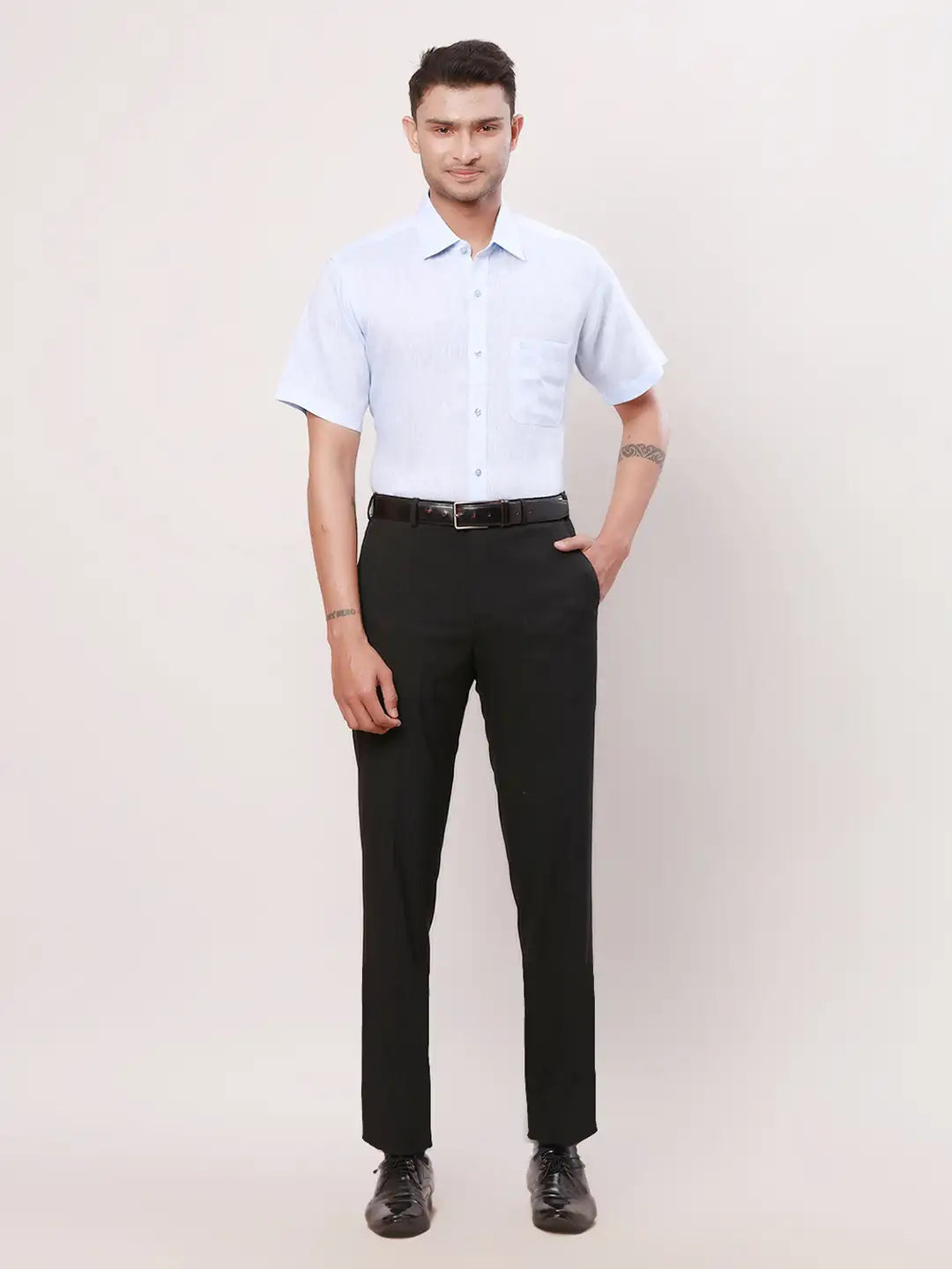 Raymond Men Fawn Structure Regular Fit Linen Shirt