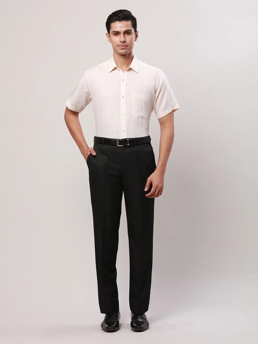 Raymond Men White Solid Regular Fit Linen Shirt