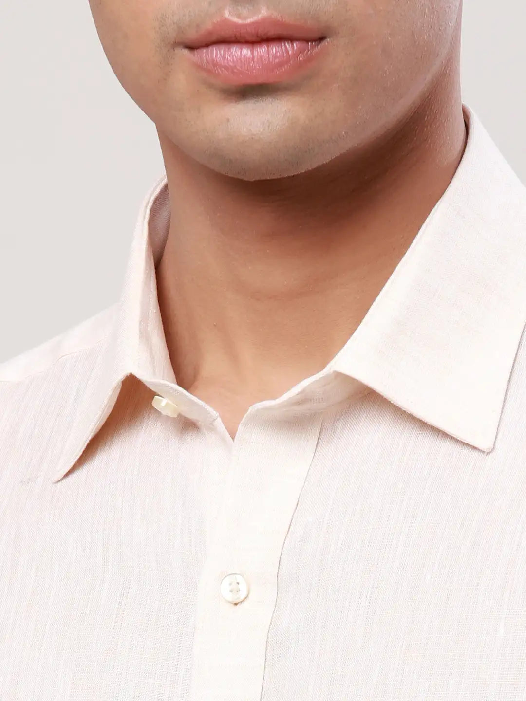 Raymond Men White Solid Regular Fit Linen Shirt