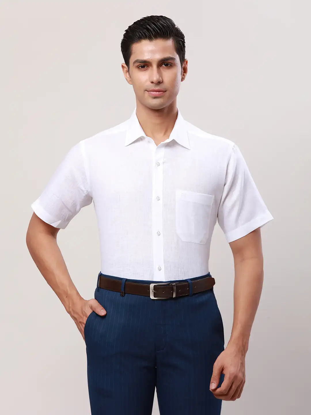 Raymond Men White Slim Fit Cotton Shirt