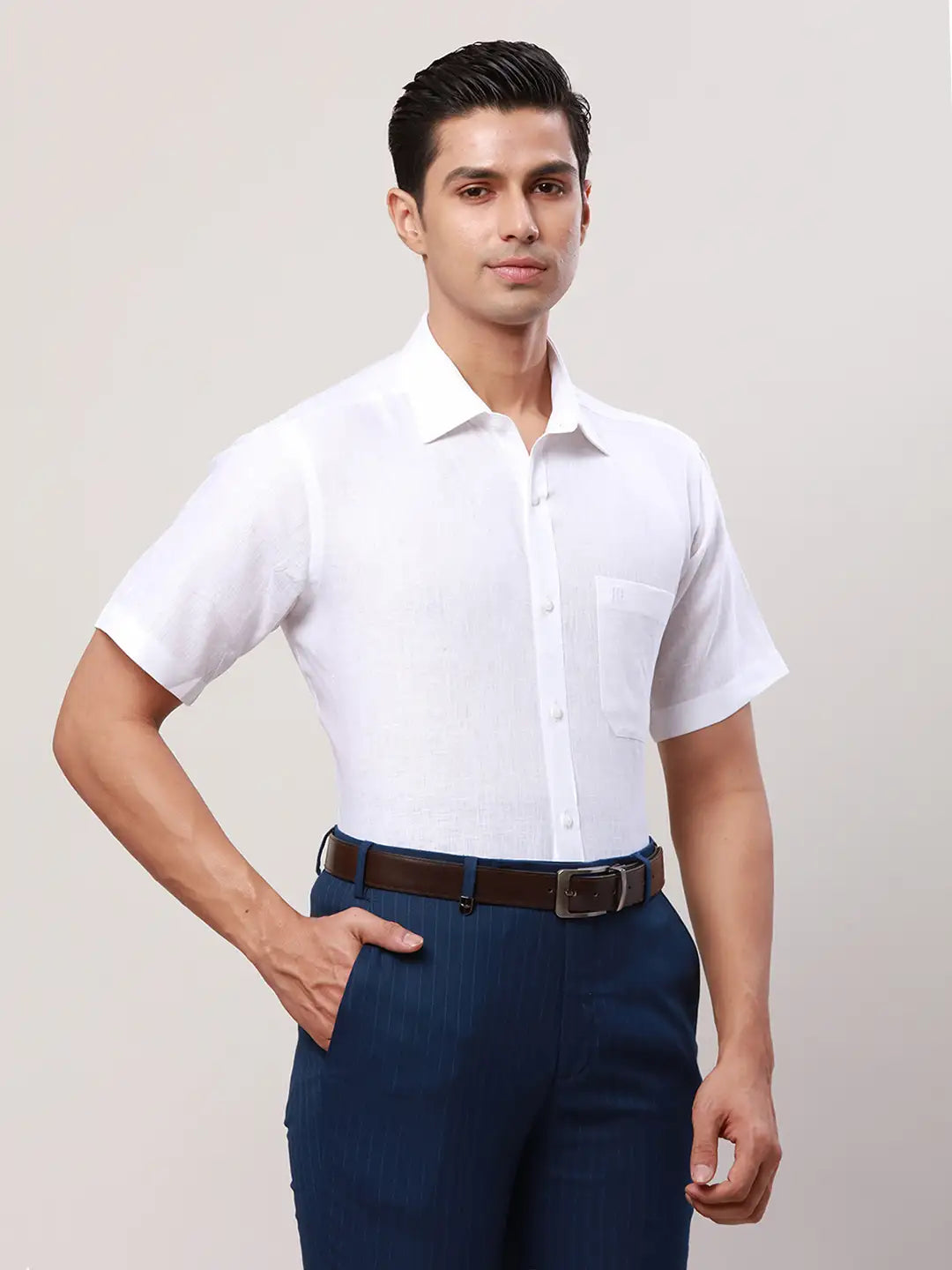 Raymond Men White Slim Fit Cotton Shirt