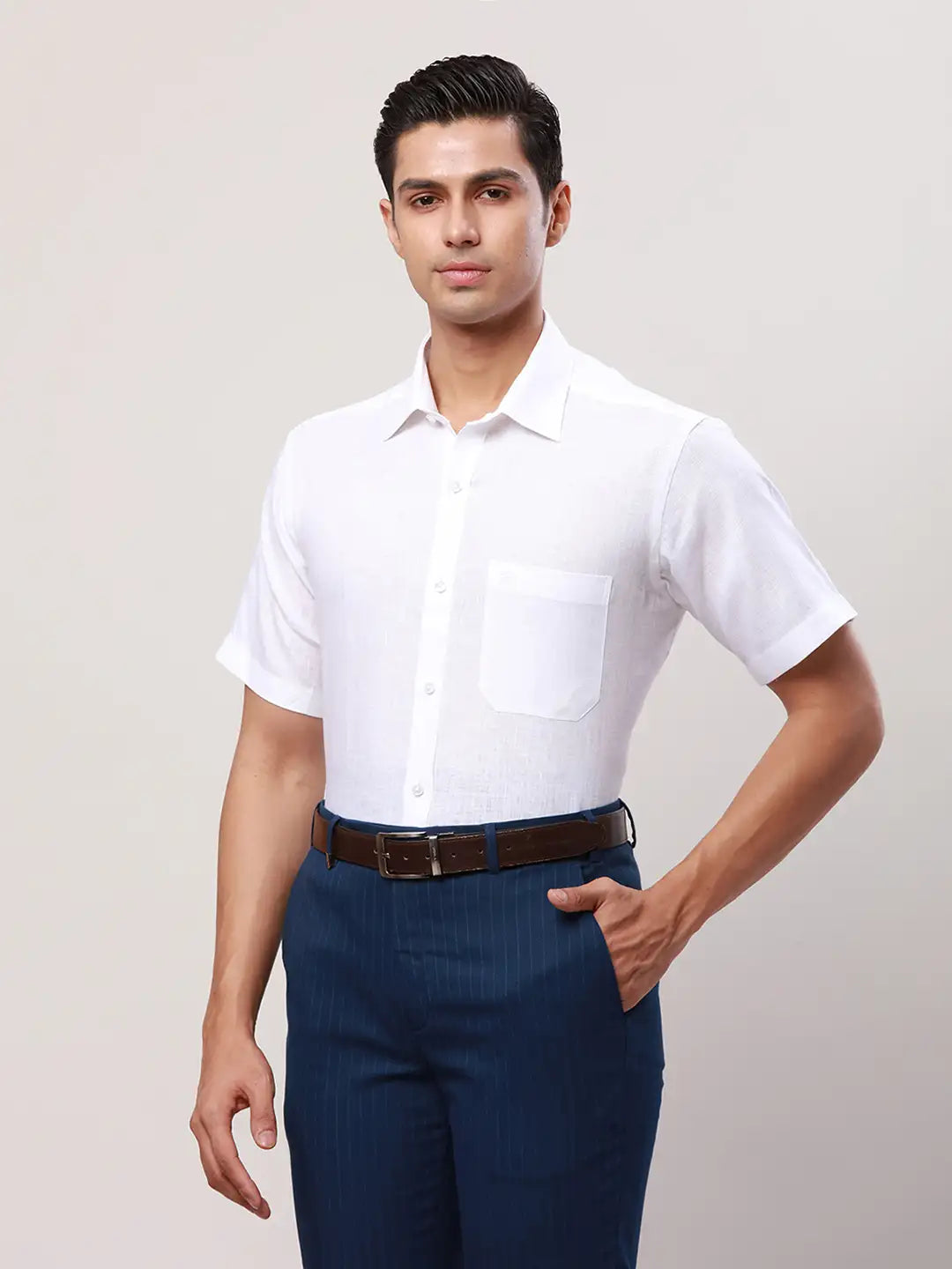 Raymond Men White Slim Fit Cotton Shirt