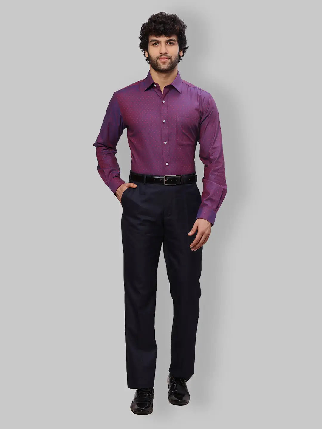 Men Grey Contemporary Fit   Cotton   Shirts