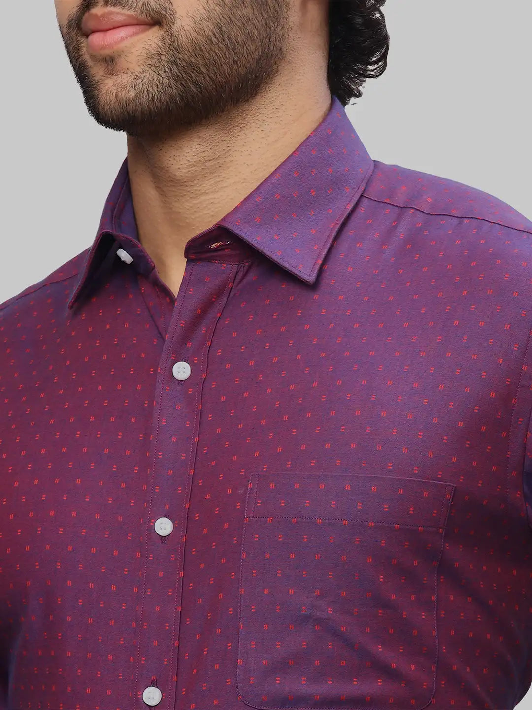 Men Grey Contemporary Fit   Cotton   Shirts