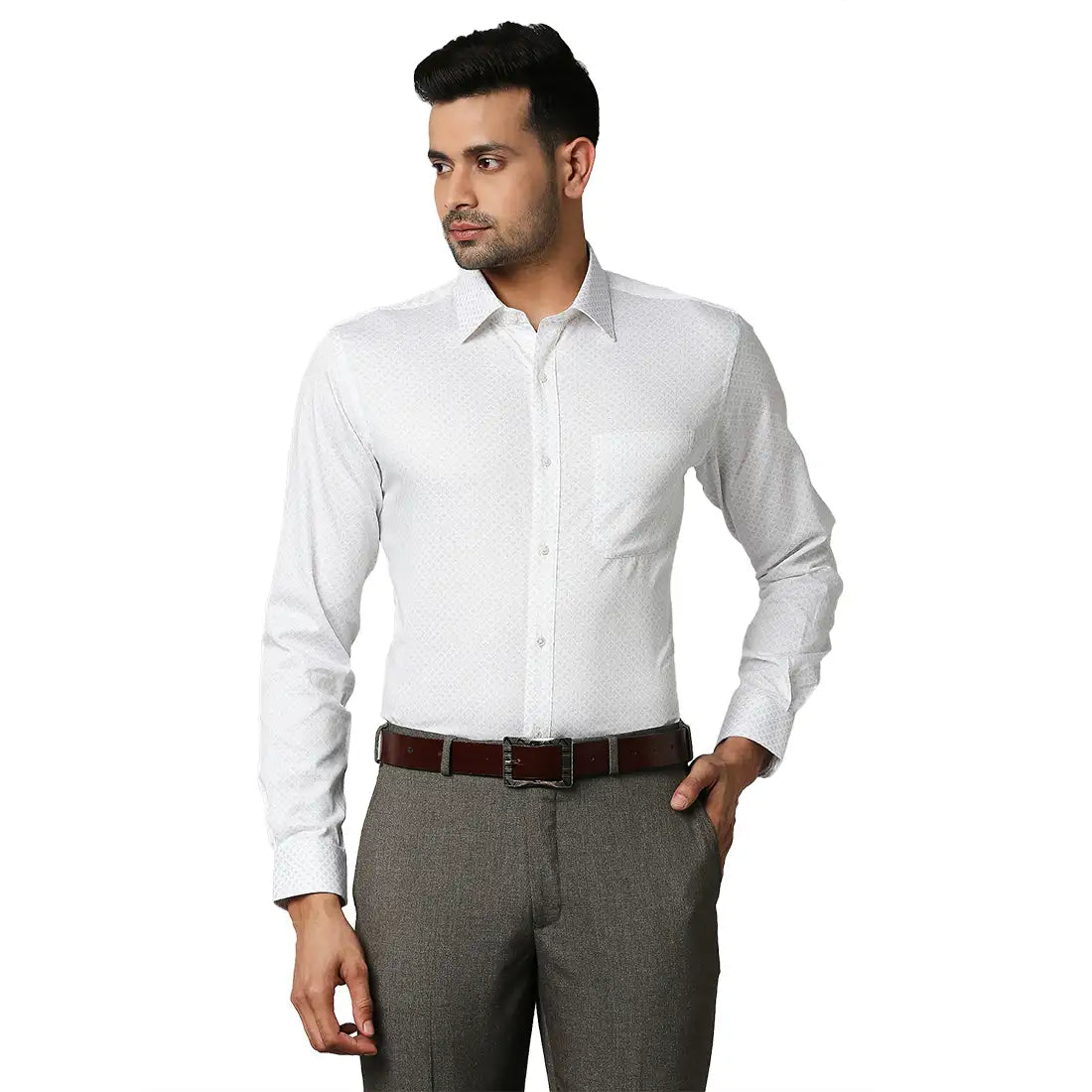 Men Slim Fit Light Green Shirt