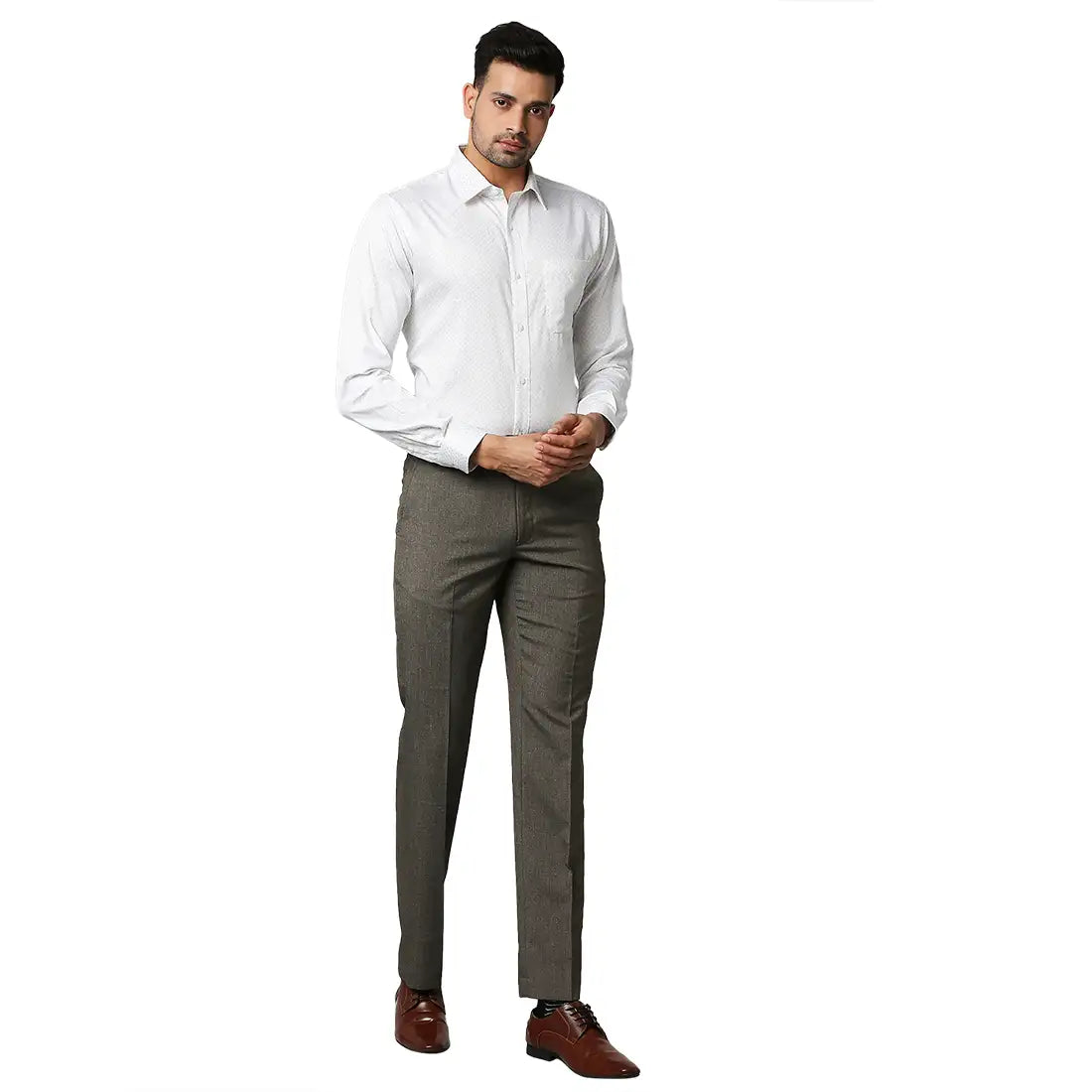 Men Slim Fit Light Green Shirt