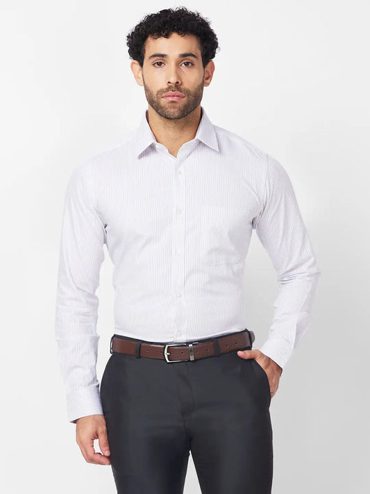 Raymond Men Blue Structure Slim Fit Cotton Cutaway Collar Shirt