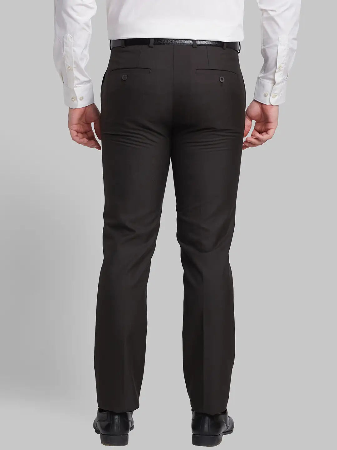 Men Black Slim Fit Checks Polyester Blend   Trouser