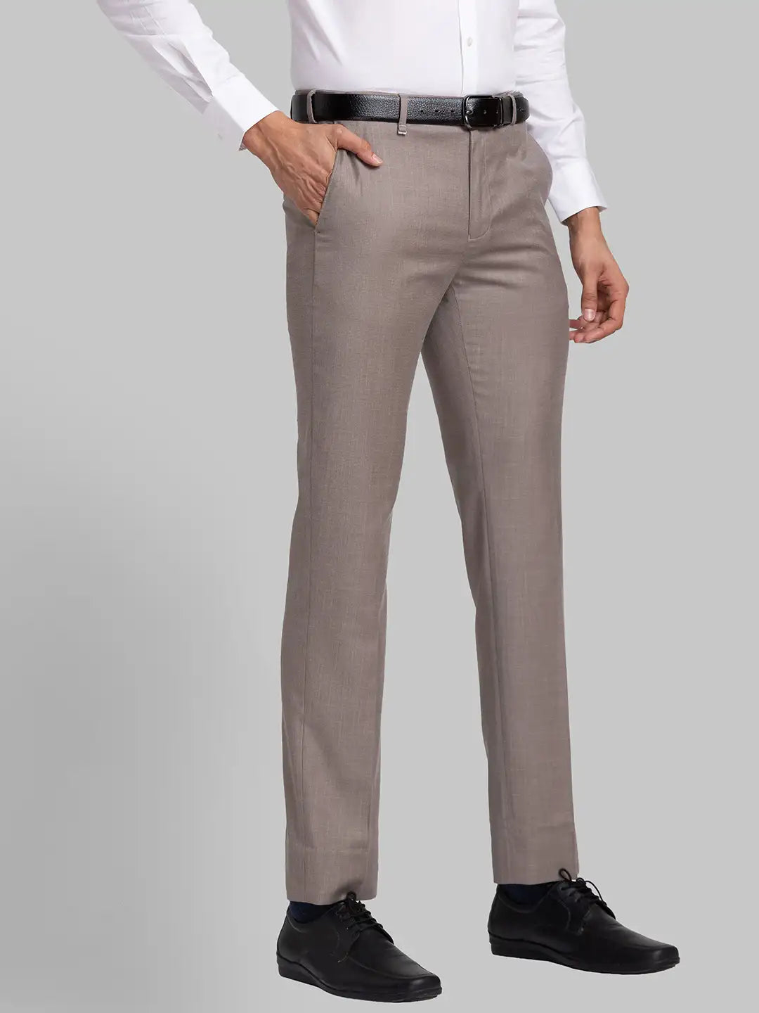 Men Contemporary Fit Grey Trouser