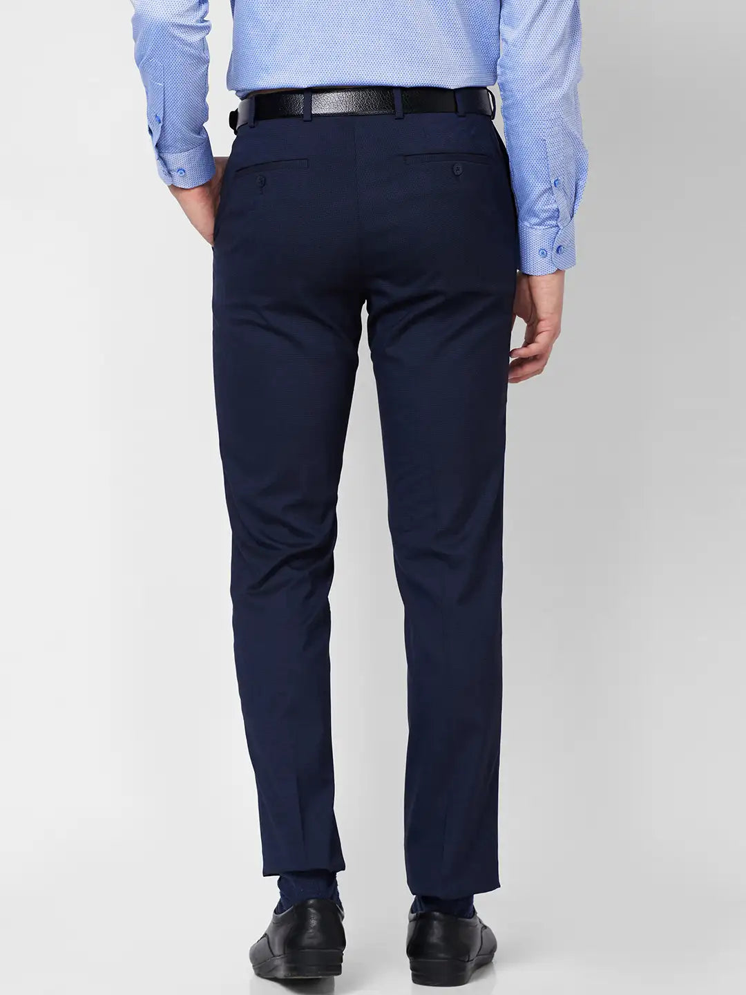 Raymond Contemporary Fit Self Design Medium Grey Trouser