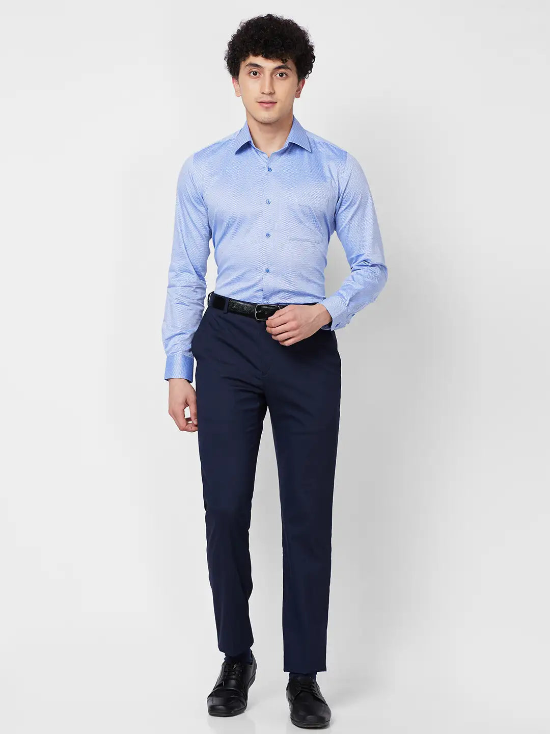 Raymond Contemporary Fit Self Design Medium Grey Trouser