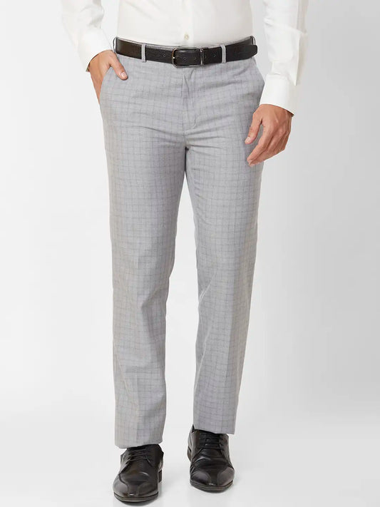 Raymond Contemporary Fit Checkered Dark Grey Trouser