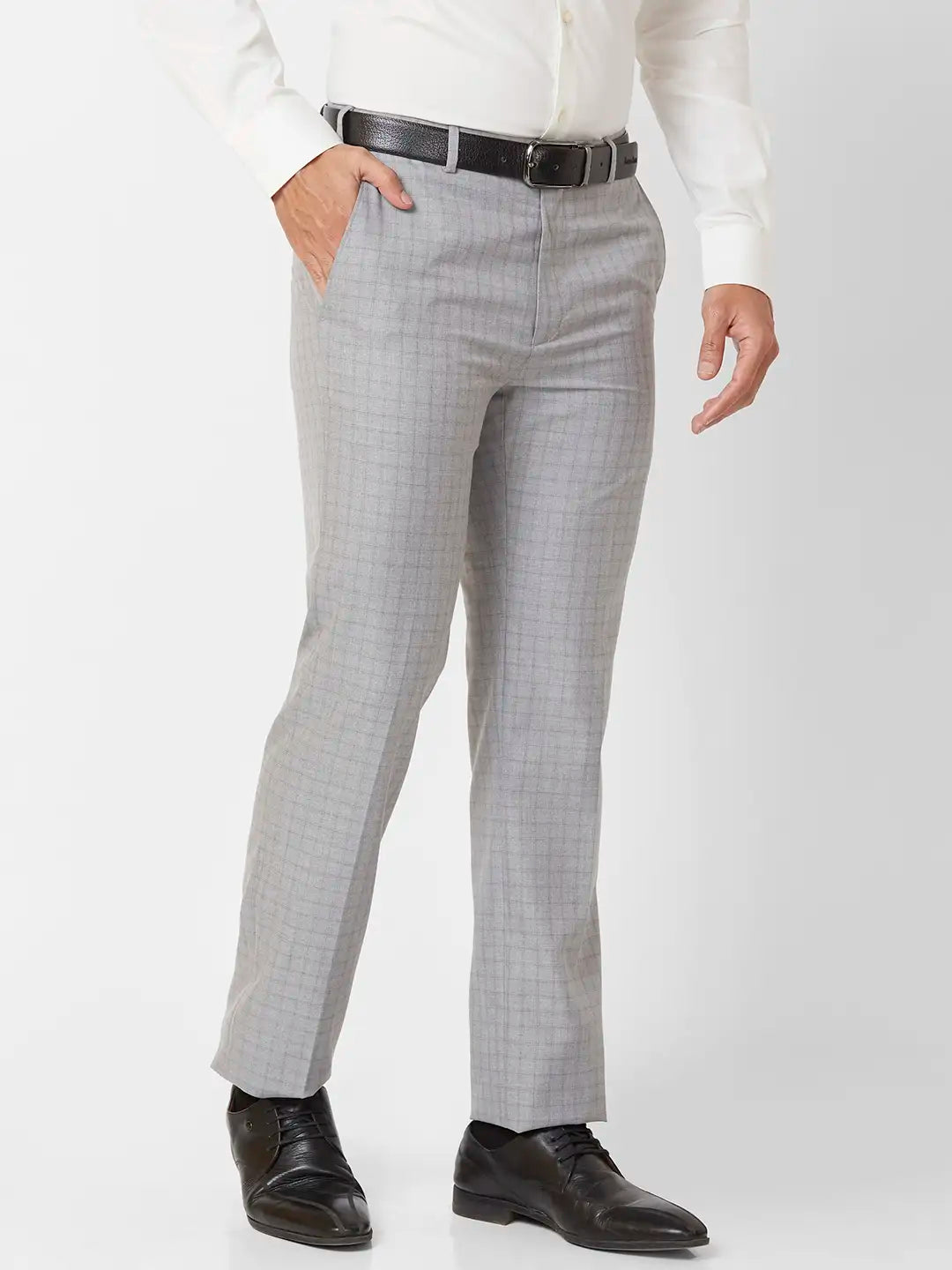 Raymond Contemporary Fit Checkered Dark Grey Trouser