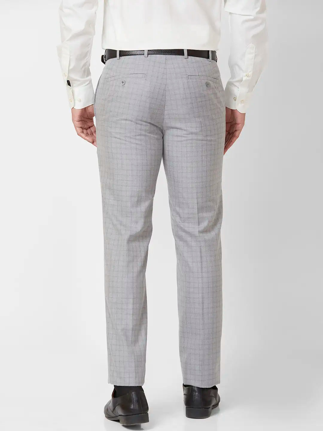 Raymond Contemporary Fit Checkered Dark Grey Trouser