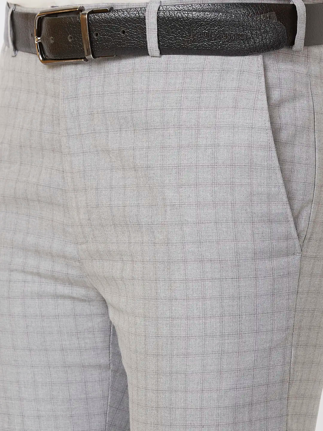 Raymond Contemporary Fit Checkered Dark Grey Trouser