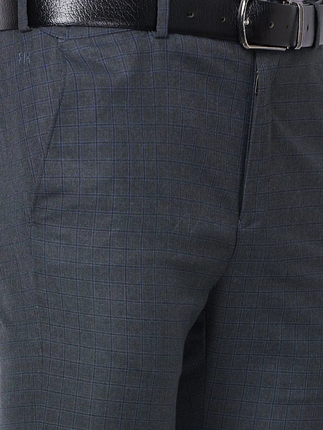 Raymond Contemporary Fit Self Design Dark Blue Trouser