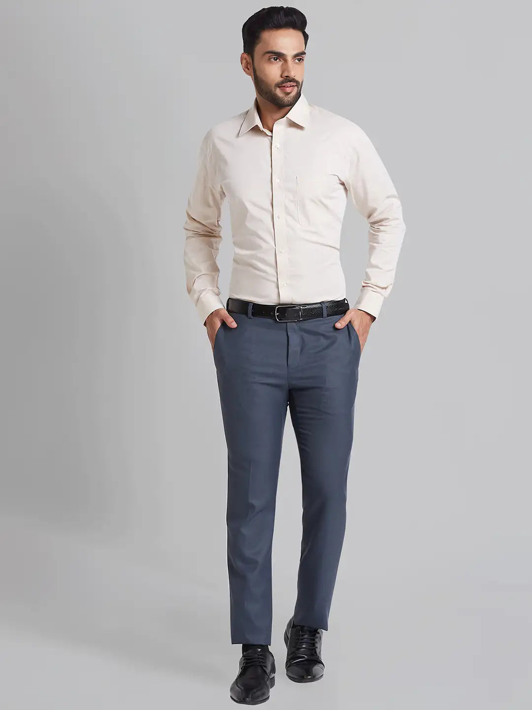 Raymond Men Blue Structure Slim Fit Cotton Shirts