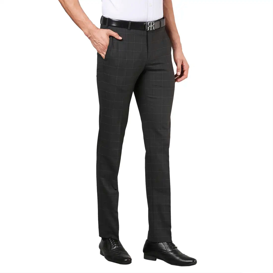 Men Slim Fit Dark Grey Trouser