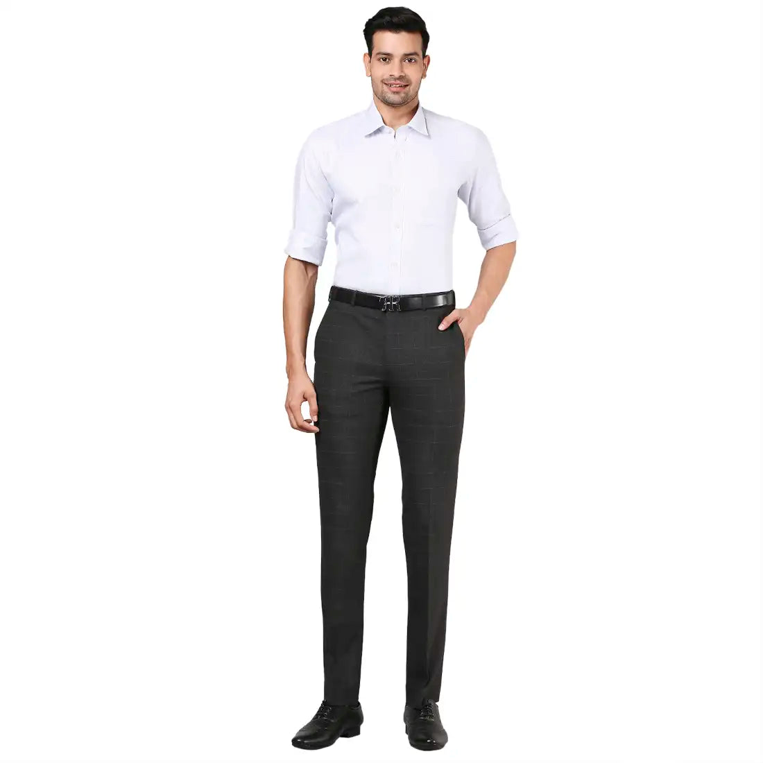 Men Slim Fit Dark Grey Trouser