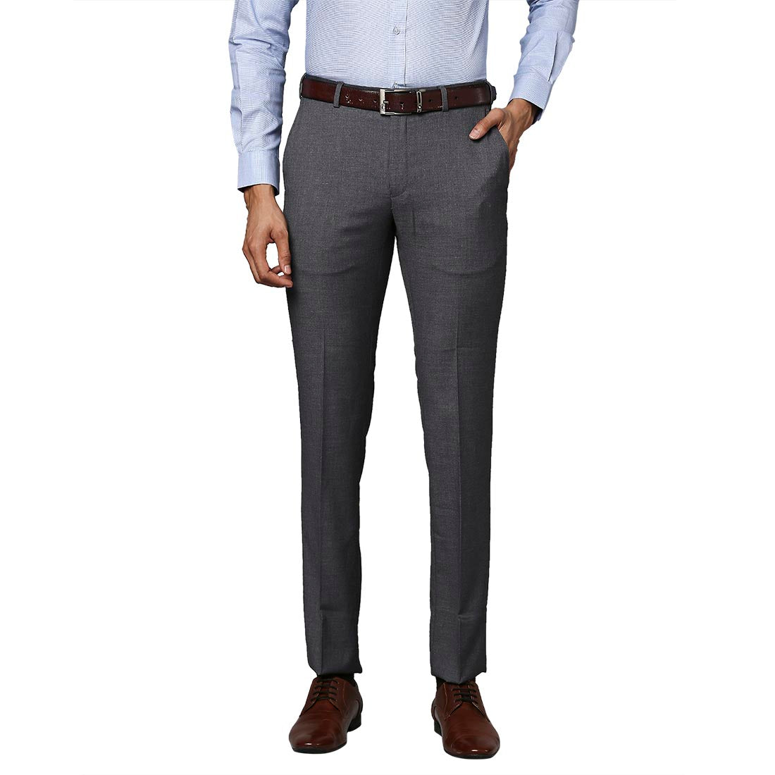 Men Grey Slim Fit Solid Terylene Blend Trouser – MyRaymond