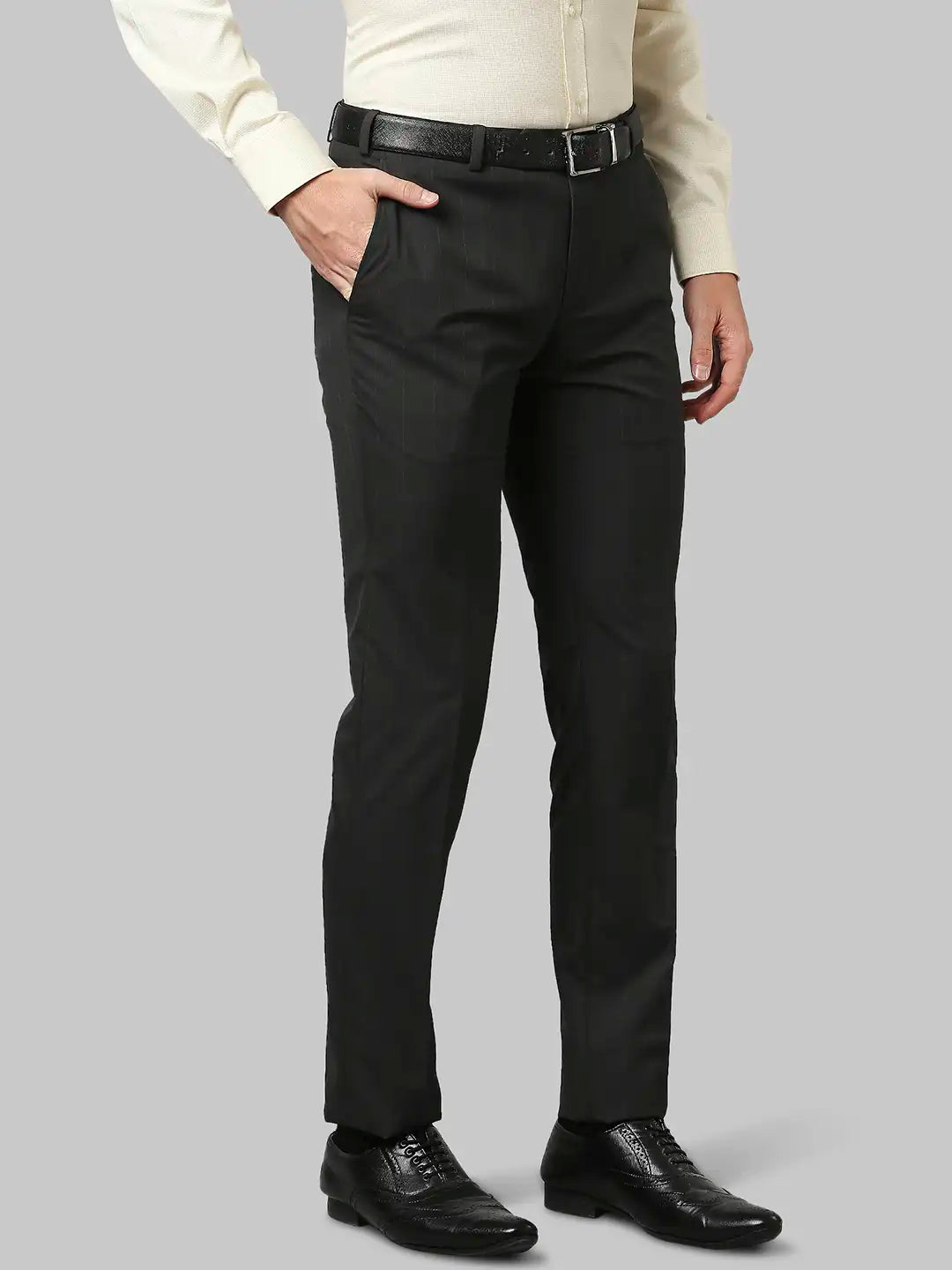 Men Slim Fit Dark Grey Trouser