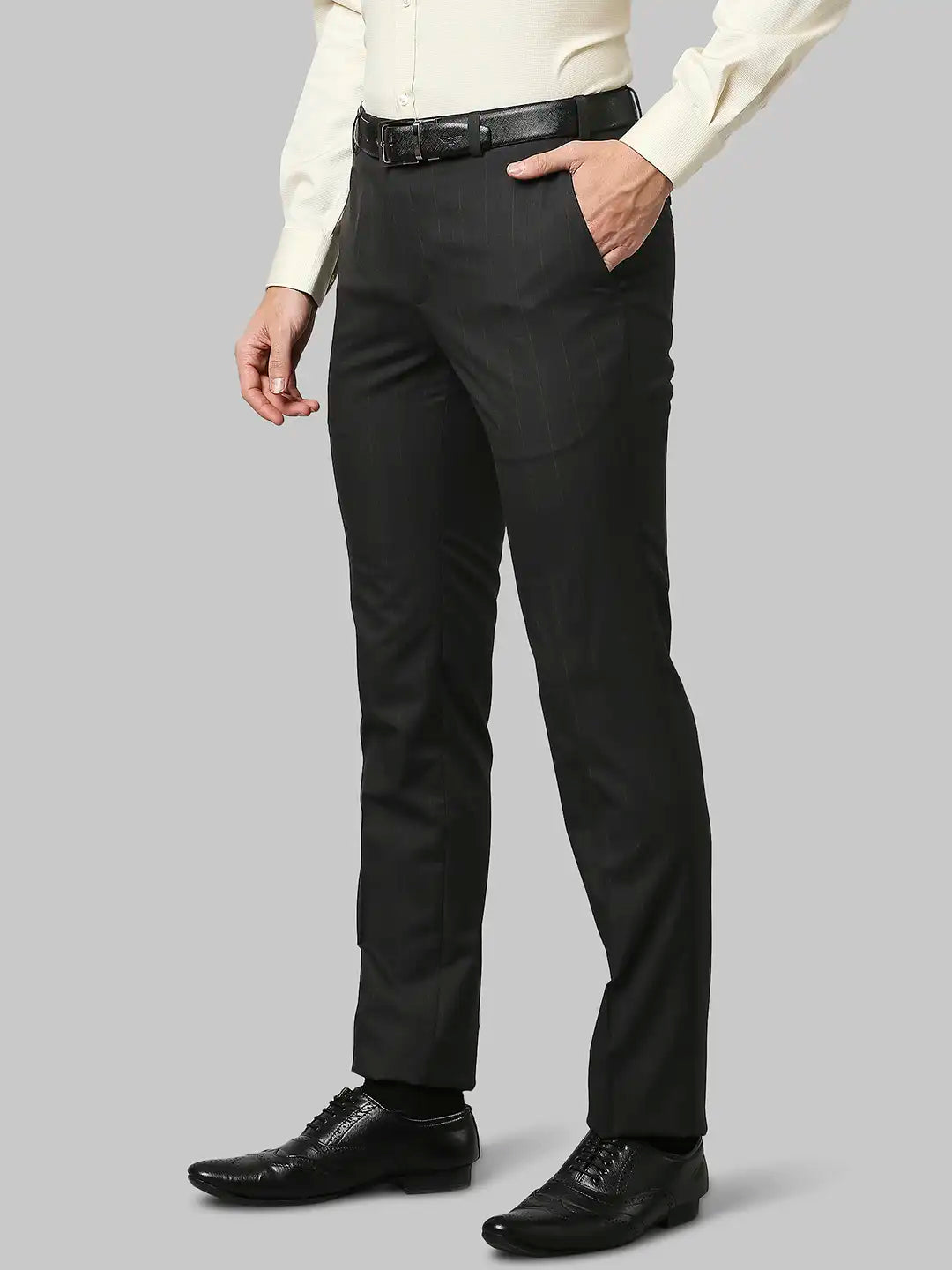 Men Slim Fit Dark Grey Trouser