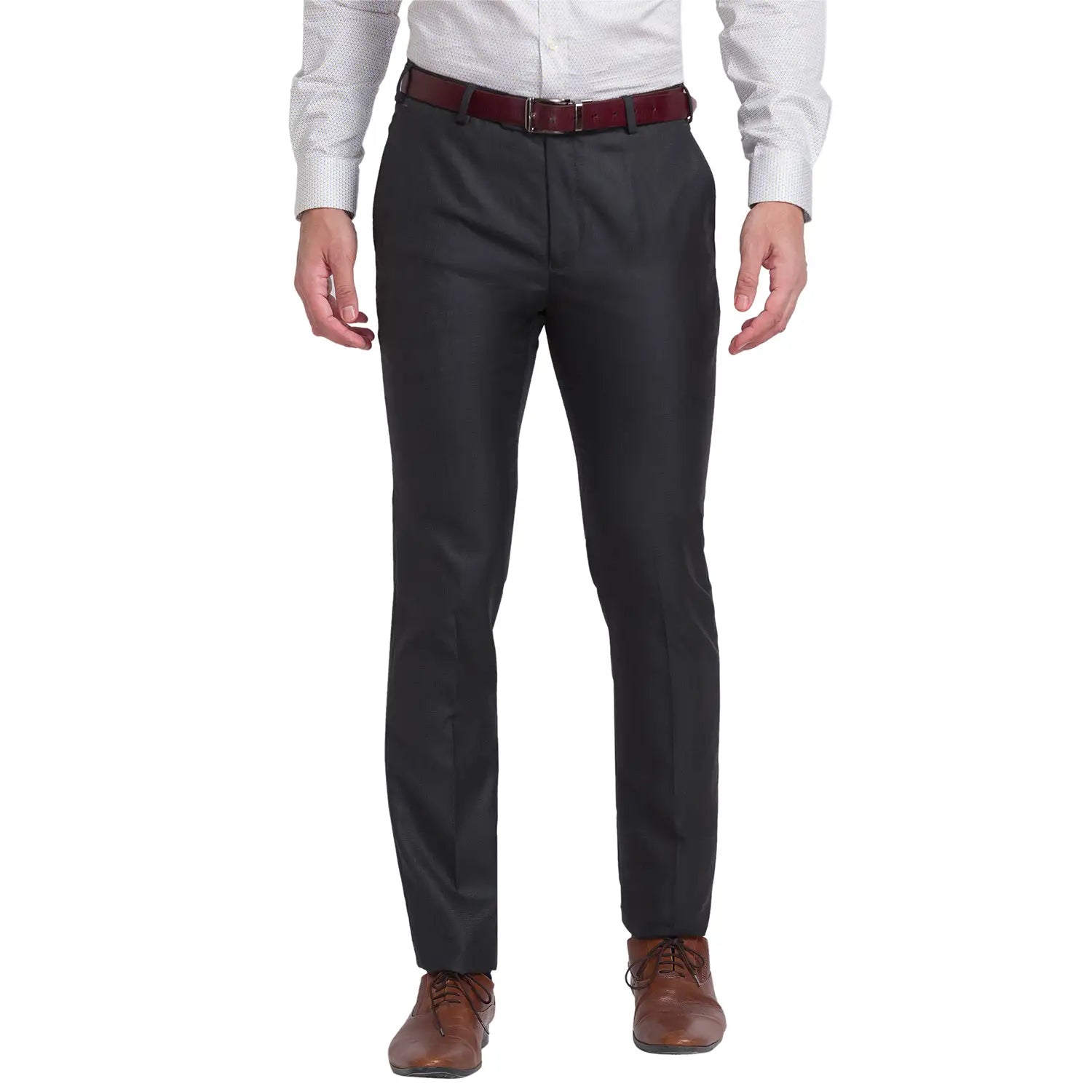Men Grey Slim Fit Solid Polyester Blend Trouser – MyRaymond