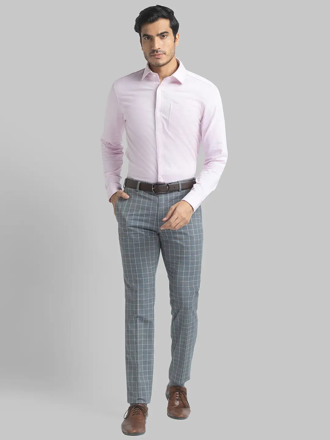 Men Slim Fit Dark Brown Trouser