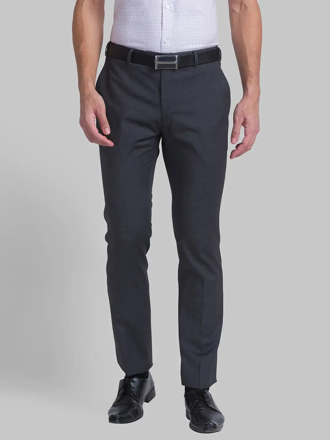 Men Grey Slim Fit Solid Polyester Blend Trouser – MyRaymond
